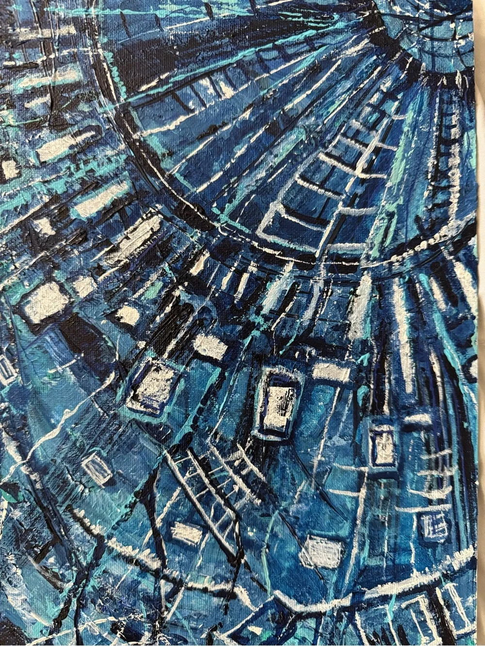 Original Abstract Blue Geometric Acrylic Painting